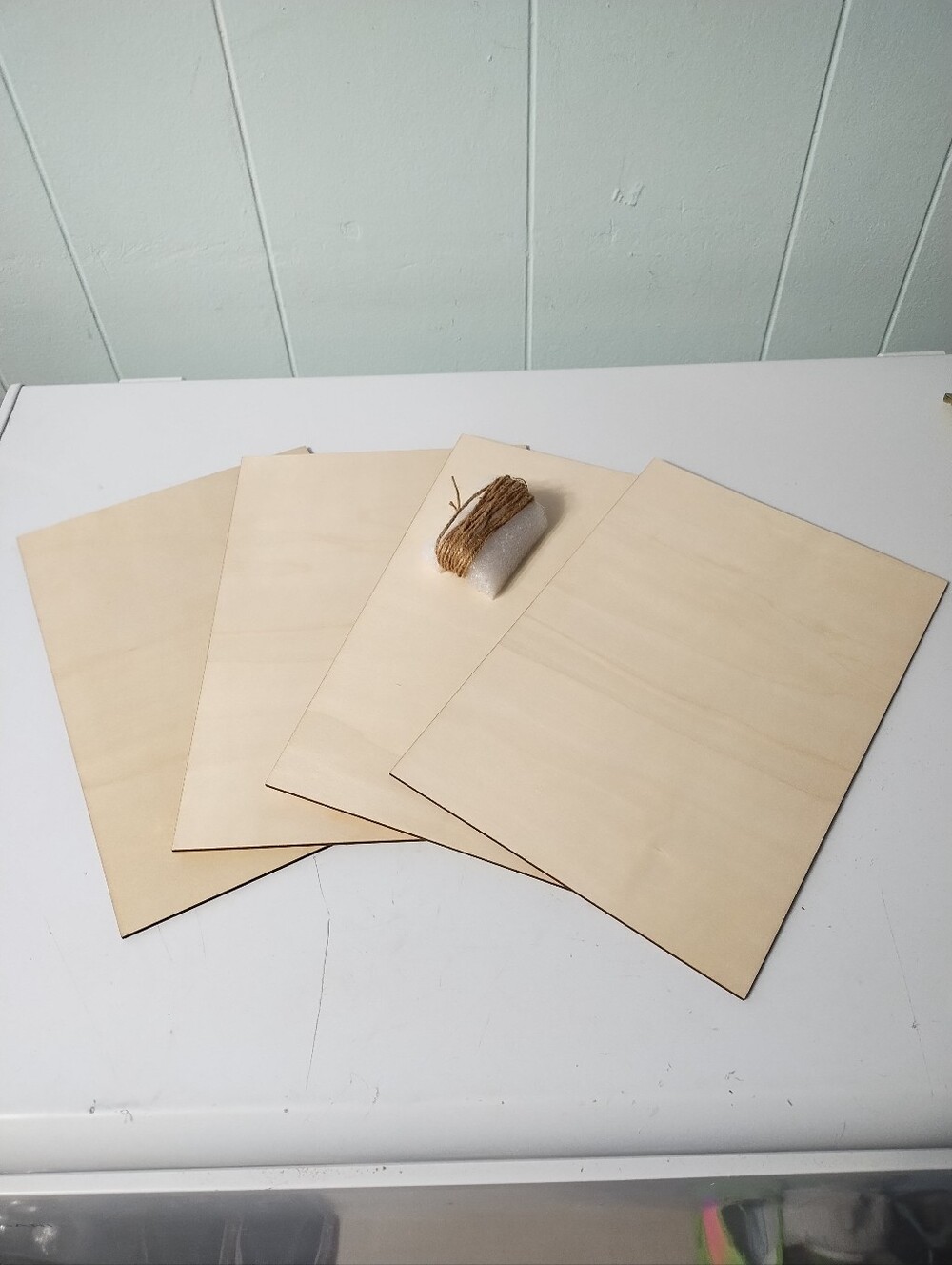 New Natural Wood Craft Panels - Pack of 4 with Twine